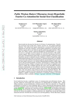 Public Wisdom Matters! Discourse-Aware Hyperbolic Fourier Co-Attention
  for Social-Text Classification