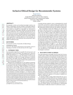 Inclusive Ethical Design for Recommender Systems