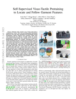 Self-Supervised Visuo-Tactile Pretraining to Locate and Follow Garment
  Features