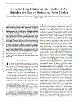 3D Scene Flow Estimation on Pseudo-LiDAR: Bridging the Gap on Estimating
  Point Motion