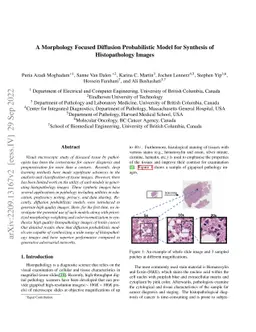 A Morphology Focused Diffusion Probabilistic Model for Synthesis of
  Histopathology Images