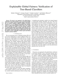 Explainable Global Fairness Verification of Tree-Based Classifiers