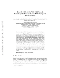 DAMO-NLP at NLPCC-2022 Task 2: Knowledge Enhanced Robust NER for Speech
  Entity Linking