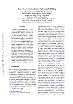 Direct Speech Translation for Automatic Subtitling