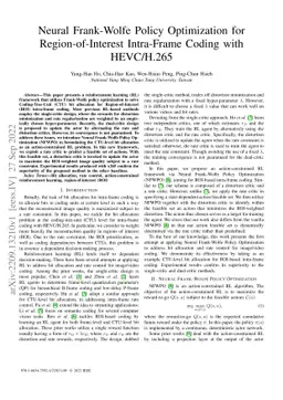 Neural Frank-Wolfe Policy Optimization for Region-of-Interest
  Intra-Frame Coding with HEVC/H.265