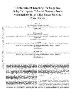 Reinforcement Learning for Cognitive Delay/Disruption Tolerant Network
  Node Management in an LEO-based Satellite Constellation