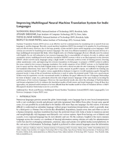 Improving Multilingual Neural Machine Translation System for Indic
  Languages