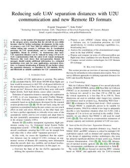 Reducing safe UAV separation distances with U2U communication and new
  Remote ID formats