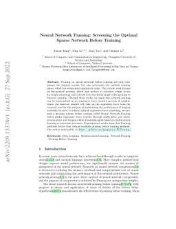Neural Network Panning: Screening the Optimal Sparse Network Before
  Training