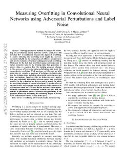 Measuring Overfitting in Convolutional Neural Networks using Adversarial
  Perturbations and Label Noise