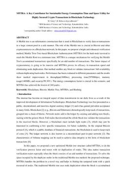 MTTBA- A Key Contributor for Sustainable Energy Consumption Time and
  Space Utility for Highly Secured Crypto Transactions in Blockchain Technology
