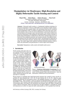 Manipulation via Membranes: High-Resolution and Highly Deformable
  Tactile Sensing and Control