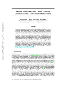 Motion Transformer with Global Intention Localization and Local Movement
  Refinement