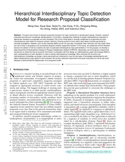 Hierarchical Interdisciplinary Topic Detection Model for Research
  Proposal Classification