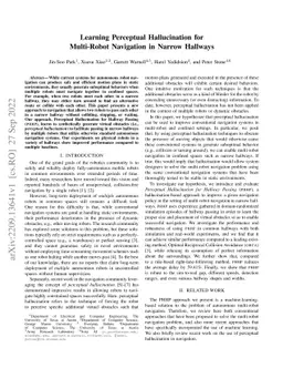 Learning Perceptual Hallucination for Multi-Robot Navigation in Narrow
  Hallways