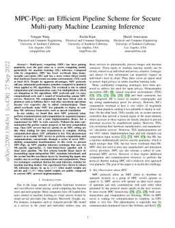 MPC-Pipe: an Efficient Pipeline Scheme for Secure Multi-party Machine
  Learning Inference