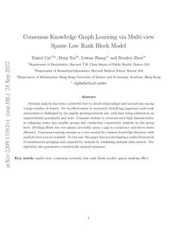 Consensus Knowledge Graph Learning via Multi-view Sparse Low Rank Block
  Model
