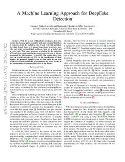 A Machine Learning Approach for DeepFake Detection