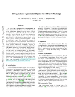 Strong Instance Segmentation Pipeline for MMSports Challenge