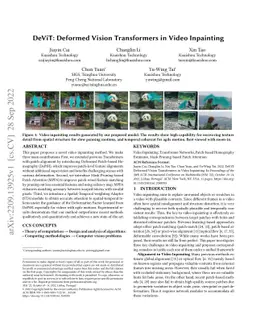 DeViT: Deformed Vision Transformers in Video Inpainting