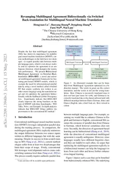 Revamping Multilingual Agreement Bidirectionally via Switched
  Back-translation for Multilingual Neural Machine Translation