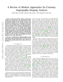 A Review of Modern Approaches for Coronary Angiography Imaging Analysis