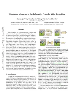 Condensing a Sequence to One Informative Frame for Video Recognition