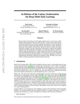 In Defense of the Unitary Scalarization for Deep Multi-Task Learning