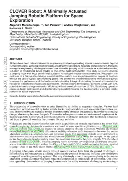CLOVER Robot: A Minimally Actuated Jumping Robotic Platform for Space
  Exploration