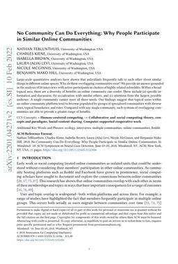 No Community Can Do Everything: Why People Participate in Similar Online
  Communities