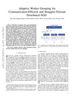 Adaptive Worker Grouping For Communication-Efficient and
  Straggler-Tolerant Distributed SGD