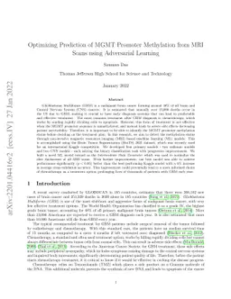 Optimizing Prediction of MGMT Promoter Methylation from MRI Scans using
  Adversarial Learning
