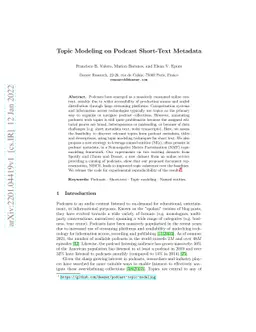 Topic Modeling on Podcast Short-Text Metadata