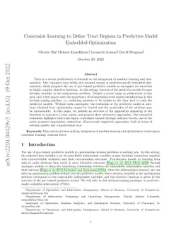 Constraint Learning to Define Trust Regions in Predictive-Model Embedded
  Optimization
