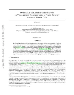Optimal Best Arm Identification in Two-Armed Bandits with a Fixed Budget
  under a Small Gap