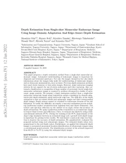 Depth Estimation from Single-shot Monocular Endoscope Image Using Image
  Domain Adaptation And Edge-Aware Depth Estimation