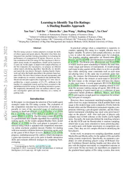 Learning to Identify Top Elo Ratings: A Dueling Bandits Approach