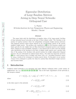 Eigenvalue Distribution of Large Random Matrices Arising in Deep Neural
  Networks: Orthogonal Case
