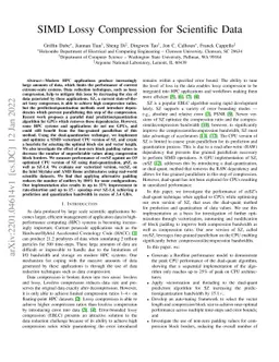 SIMD Lossy Compression for Scientific Data