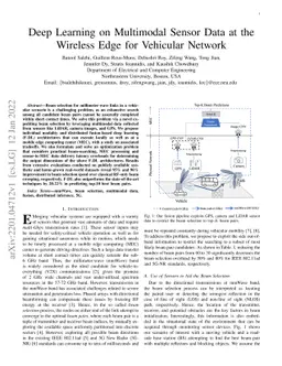 Deep Learning on Multimodal Sensor Data at the Wireless Edge for
  Vehicular Network