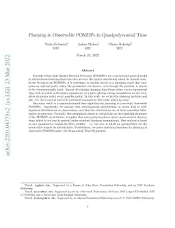 Planning in Observable POMDPs in Quasipolynomial Time