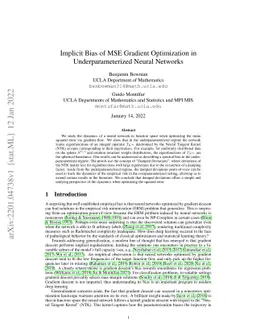 Implicit Bias of MSE Gradient Optimization in Underparameterized Neural
  Networks