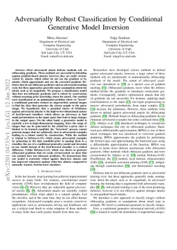 Adversarially Robust Classification by Conditional Generative Model
  Inversion