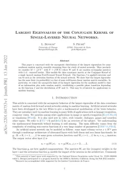 Largest Eigenvalues of the Conjugate Kernel of Single-Layered Neural
  Networks