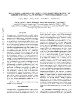 MAg: a simple learning-based patient-level aggregation method for
  detecting microsatellite instability from whole-slide images