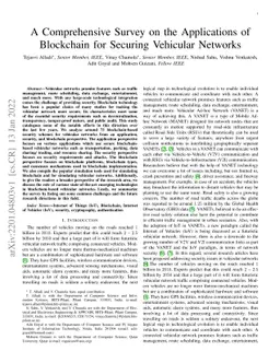 A Comprehensive Survey on the Applications of Blockchain for Securing
  Vehicular Networks