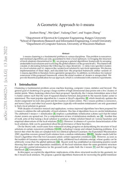 A Geometric Approach to $k$-means