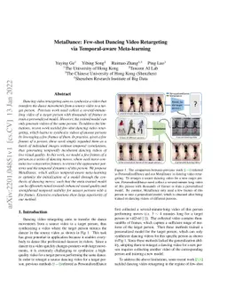 MetaDance: Few-shot Dancing Video Retargeting via Temporal-aware
  Meta-learning