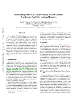 Technical Report for ICCV 2021 Challenge SSLAD-Track3B: Transformers Are
  Better Continual Learners