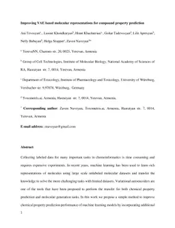 Improving VAE based molecular representations for compound property
  prediction